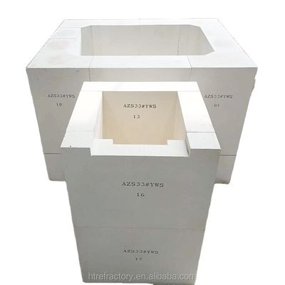 Contenuto di CaO standard internazionale Blocco refrattario di zirconio corindone per forno di vetro