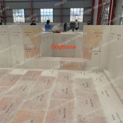 mattoni fusi AZS per forno di vetro Doghouse sezione mattoni d'angolo/arco mattoni/arco posteriore